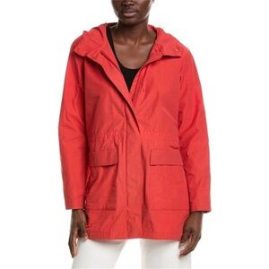 Eileen Fisher hooded anorak jacket flame red S